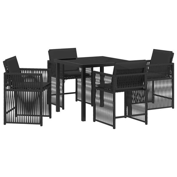 vidaXL Conjunto de Comedor de Jard&iacute;n 5 pcs Negro rat&aacute;n sint&eacute;tico