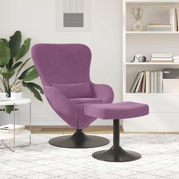 vidaXL Silla Huevo con Puff Morado 63 x 73 x 90 cm Terciopelo