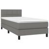 vidaXL Cama box spring colch&oacute;n y luces LED tela gris oscuro 100x200 cm