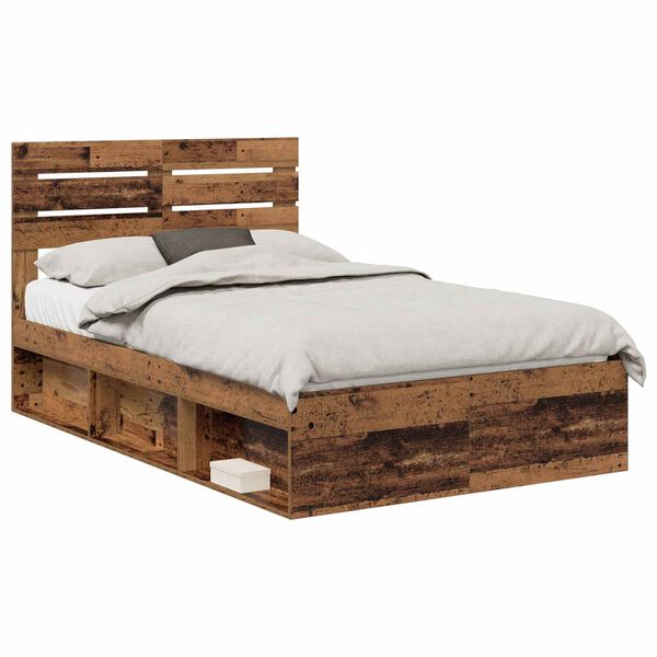 vidaXL Estructura de cama con cabecera Madera vieja 120 x 190 cm
