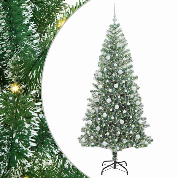 vidaXL Árbol de Navidad Artificial Nevado con Luz LED Verde y 210 cm