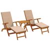 vidaXL Recliner y tumbona plegable 3 uds. Madera de Acacia S&oacute;lida Topo