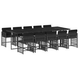 vidaXL Set de comedor jard&iacute;n 11 pzas con cojines rat&aacute;n sint&eacute;tico negro