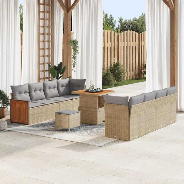 vidaXL Conjunto de sof&aacute;s de jard&iacute;n con coj&iacute;n 12 pcs Beige y Gris Claro