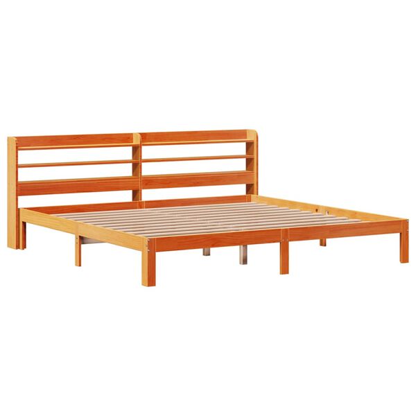 vidaXL Cama sin colch&oacute;n madera maciza de pino marr&oacute;n cera 180x200 cm
