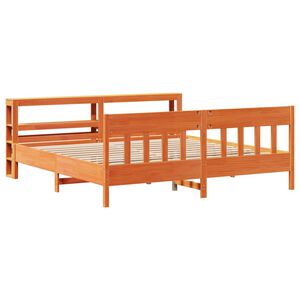 vidaXL Cama sin colch&oacute;n madera maciza de pino marr&oacute;n cera 200x200 cm