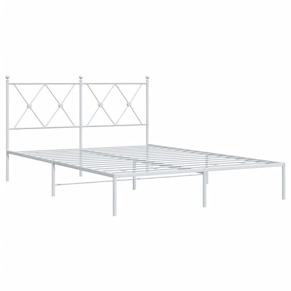 vidaXL Estructura cama sin colch&oacute;n con cabecero metal blanco 140x200cm