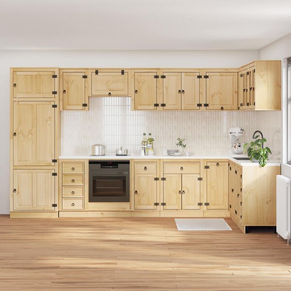 vidaXL Armario con caj&oacute;n SKI 14 pcs Marr&oacute;n Miel Madera de pino macizo