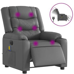 vidaXL Sill&oacute;n de masaje reclinable el&eacute;ctrico cuero sint&eacute;tico gris