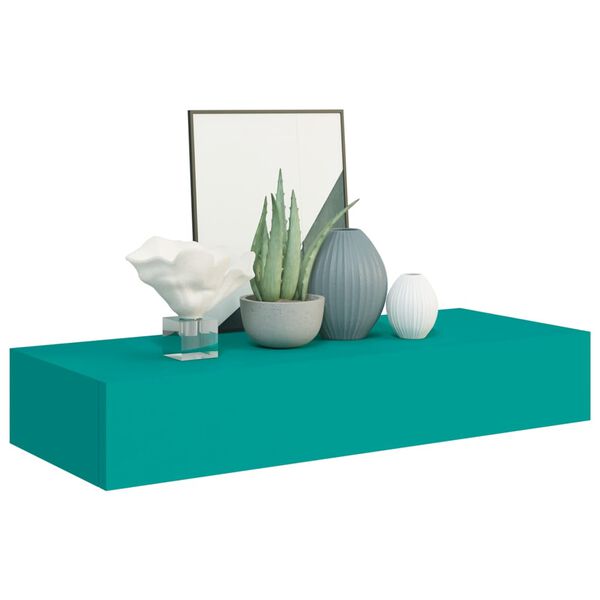 vidaXL Estantes de pared con caj&oacute;n 2 uds MDF azul 60x23,5x10 cm