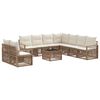 vidaXL Conjunto de sof&aacute;s de jard&iacute;n 10 pcs Beige rat&aacute;n sint&eacute;tico