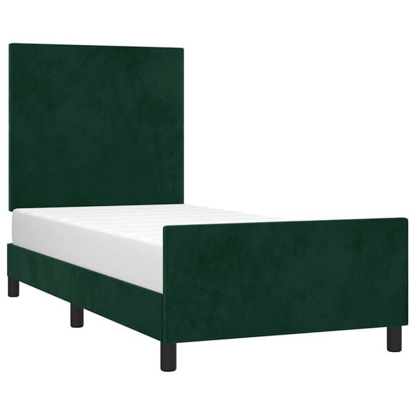 vidaXL Estructura de cama sin colch&oacute;n terciopelo verde oscuro 80x200cm