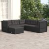 vidaXL Set muebles de jard&iacute;n 6 piezas y cojines rat&aacute;n sint&eacute;tico negro