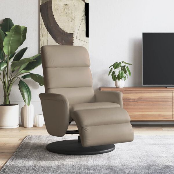 vidaXL Sill&oacute;n reclinable con reposapi&eacute;s cuero sint&eacute;tico capuchino