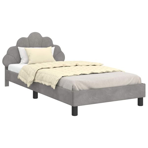 vidaXL Cama para niños con cabecero Gris Claro 80 x 200 cm Terciopelo