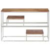 vidaXL Mesa consola acero inoxidable plateado y madera maciza acacia