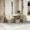 vidaXL Set de sof&aacute;s de jard&iacute;n y cojines 8 piezas rat&aacute;n sint&eacute;tico beige