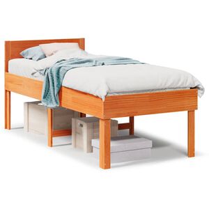 vidaXL Estructura de cama sin colch&oacute;n madera maciza marr&oacute;n 75x190 cm