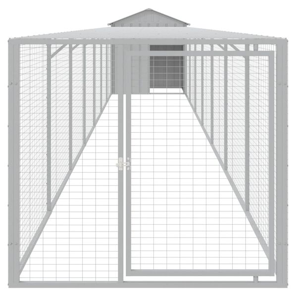 vidaXL Gallinero con corral acero galvanizado gris claro 117x813x123cm