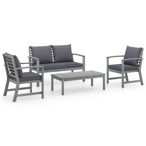 vidaXL Juego muebles de jard&iacute;n 4 piezas y cojines madera acacia maciza