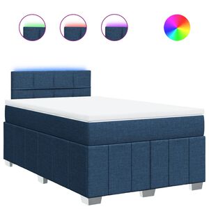 vidaXL Cama box spring con colch&oacute;n tela azul 120x200 cm