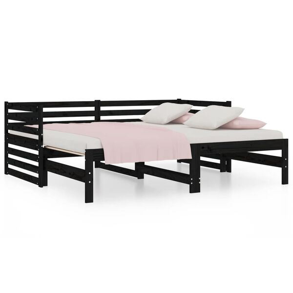vidaXL Sofá cama extraíble sin colchón negro 2x(90x190) cm