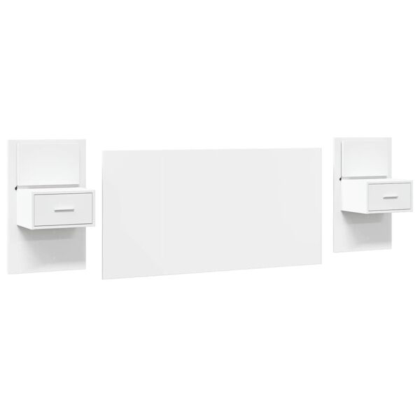 vidaXL Cabecero de cama con mesitas madera de ingeniería blanco 160 cm