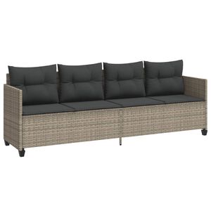vidaXL Tumbona con cojines rat&aacute;n sint&eacute;tico gris claro