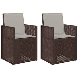 vidaXL Sillas de comedor de jard&iacute;n 2 uds. Marr&oacute;n y Gris Claro PP
