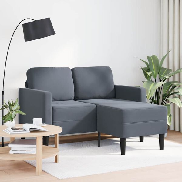 vidaXL Sofá de 2 plazas con chaise longue en forma L gris oscuro 125cm