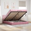 vidaXL Estructura cama otomana con colch&oacute;n terciopelo rosa 160x200 cm