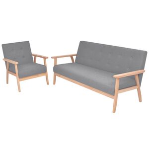 vidaXL Juego de sof&aacute;s de 2 piezas tela gris claro