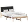 vidaXL Estructura de cama con cabecera Marr&oacute;n y negro 135 x 190 cm