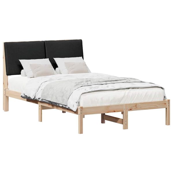 vidaXL Estructura de cama con cabecera Marr&oacute;n y negro 135 x 190 cm