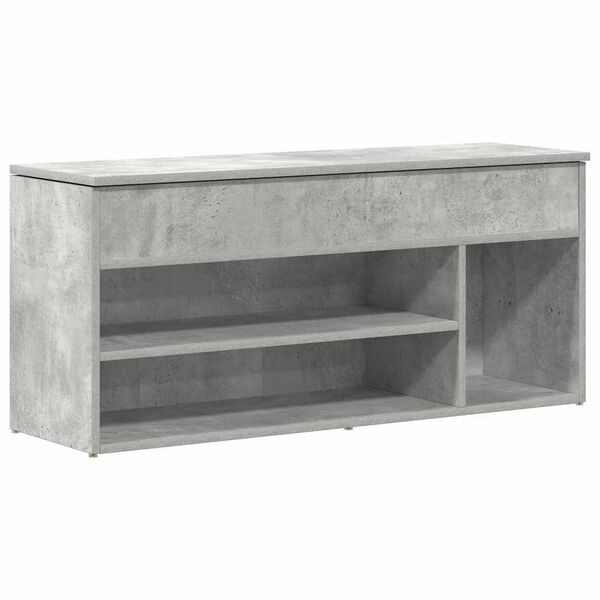vidaXL Banco zapatero madera de ingenier&iacute;a gris hormig&oacute;n 102x30,5x45cm