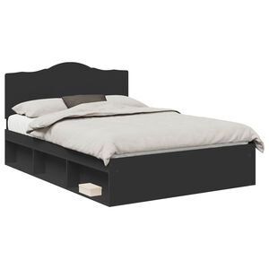 vidaXL Estructura de cama Negro 150 x 200 cm Madera de pino macizo