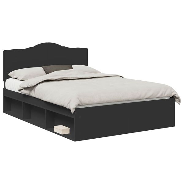 vidaXL Estructura de cama Negro 150 x 200 cm Madera de pino macizo