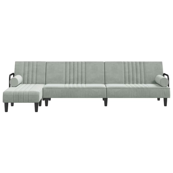 vidaXL Sof&aacute; cama en forma de L terciopelo gris claro 260x140x70 cm