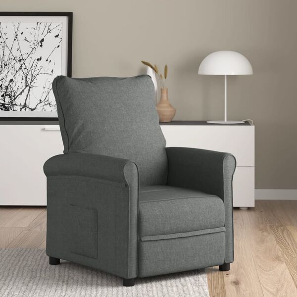 vidaXL Sillón reclinable de tela gris oscuro