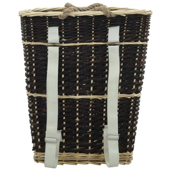 vidaXL Cesto para leña con correas transporte sauce natural 50x44x58cm