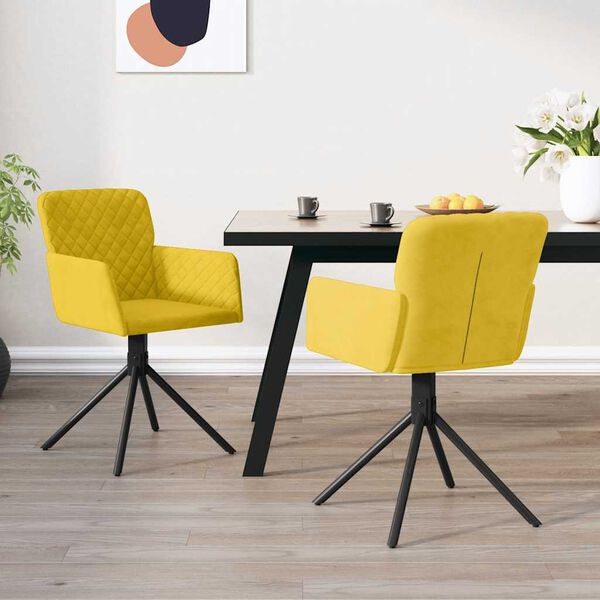 vidaXL Sillas de comedor giratorias 2 uds terciopelo amarillo
