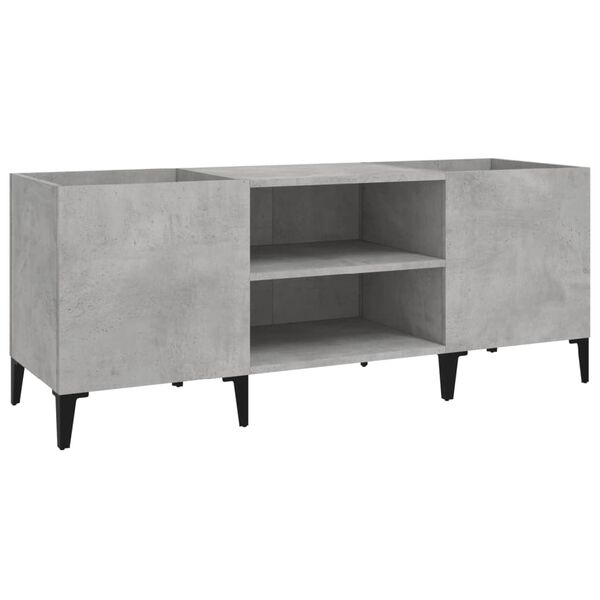 vidaXL Mueble discos madera contrachapada gris hormig&oacute;n 121x38x48 cm