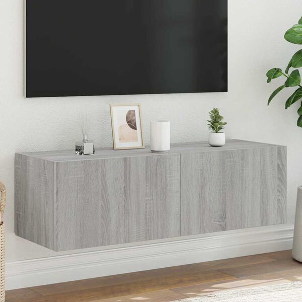 vidaXL Mueble de TV de pared con luces LED gris Sonoma 100x35x31 cm
