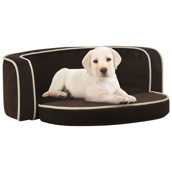 vidaXL Sof&aacute; plegable para perros coj&iacute;n lavable felpa marr&oacute;n 73x67x26cm
