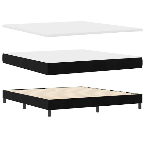 vidaXL Cama tipo Box Spring con colch&oacute;n Negro 200 x 180 cm Poli&eacute;ster