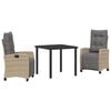 vidaXL Conjunto de Comedor de Jard&iacute;n 3 uds. Beige rat&aacute;n sint&eacute;tico