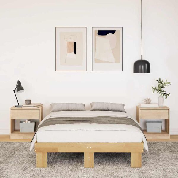 vidaXL Estructura de cama sin colchón 120x190 cm madera maciza roble