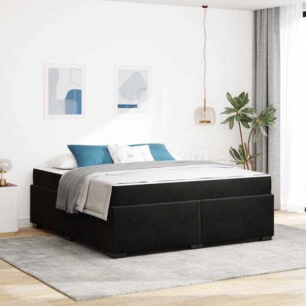 vidaXL Estructura de cama con colchón Negro 180 x 200 cm tela