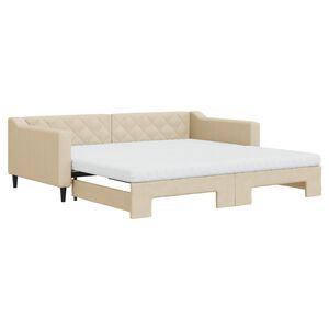 vidaXL Sof&aacute; cama nido con colch&oacute;n tela crema 100x200 cm