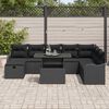 vidaXL Conjunto de sof&aacute; de jard&iacute;n con coj&iacute;n 9 pcs Negro Polirat&aacute;n